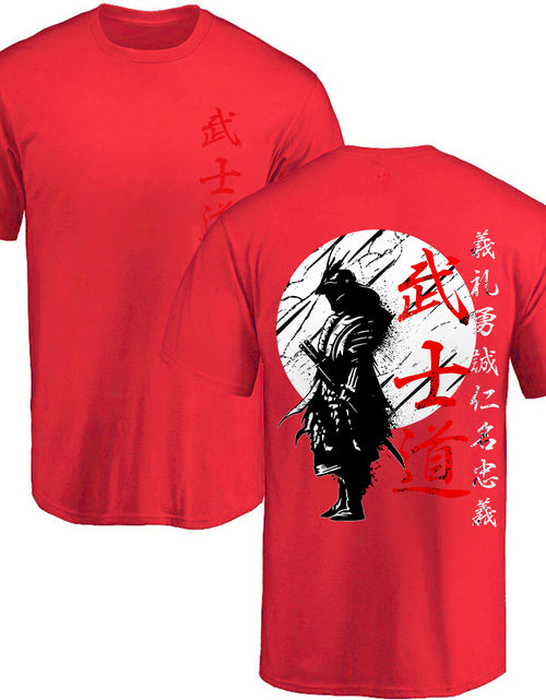 Load image into Gallery viewer, Japan Samurai Spirit T Shirts for Men Japanese Style Back Print Loose Oversized 100% Cotton Tops T-Shirt Bushido Male Gifts Tee
