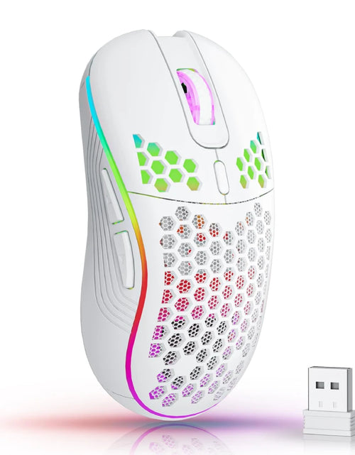 Load image into Gallery viewer, 2.4G Wireless RGB Lighting Charging Mouse with Adjustable DPI Ergonomic Honeycomb Design Gaming Mouse for Desktop Laptop
