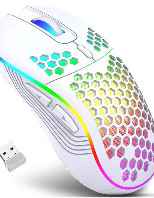 Load image into Gallery viewer, 2.4G Wireless RGB Lighting Charging Mouse with Adjustable DPI Ergonomic Honeycomb Design Gaming Mouse for Desktop Laptop
