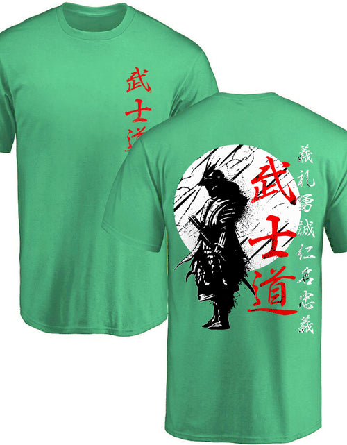 Load image into Gallery viewer, Japan Samurai Spirit T Shirts for Men Japanese Style Back Print Loose Oversized 100% Cotton Tops T-Shirt Bushido Male Gifts Tee

