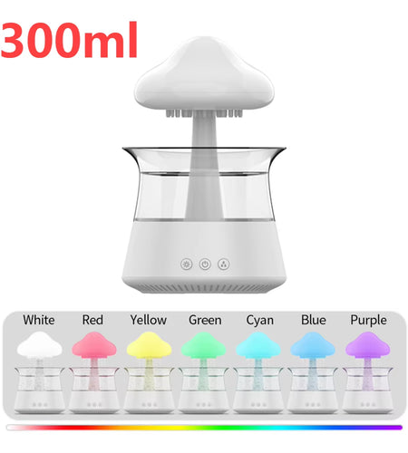 Mushroom Rain Air Humidifier Electric Aroma Diffuser Rain Cloud Smell Distributor Relax Water Drops Sounds Colorful Night Lights