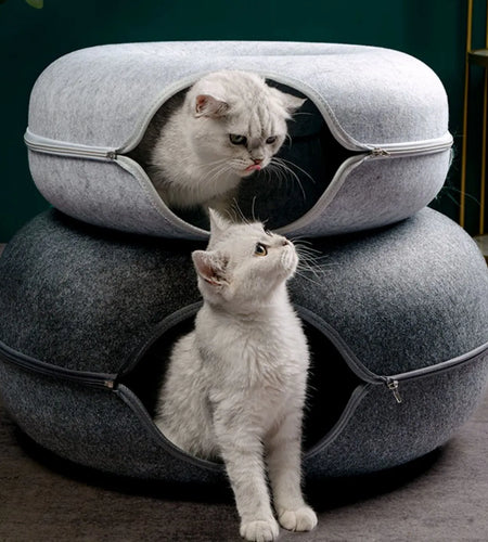 Donut Cat Bed Interactive Tunnel Pet Felt Indoor Toys Cats House Kitten Training Toy Cat Kennel Pets Supplies