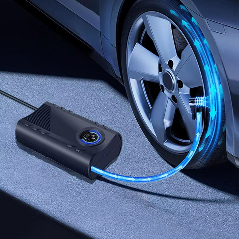 Portable Car Tire Inflator Electric Car Tire Air Pump Compact Tire Inflator with Pressure Gauge Efficient Tire Pump for Cars