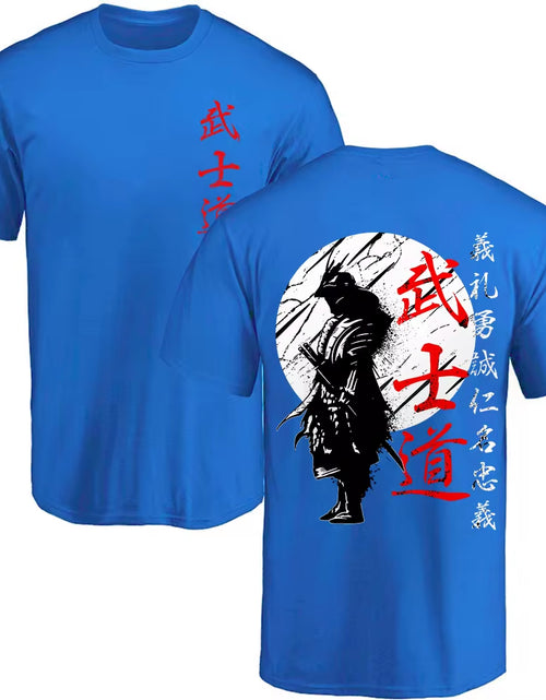 Load image into Gallery viewer, Japan Samurai Spirit T Shirts for Men Japanese Style Back Print Loose Oversized 100% Cotton Tops T-Shirt Bushido Male Gifts Tee
